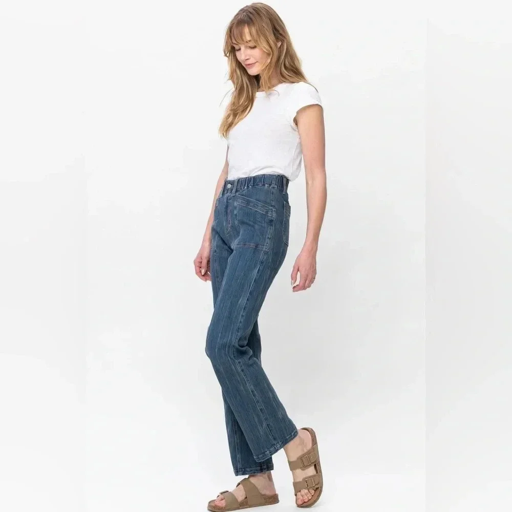 Judy Blue High Waist Vintage Elastic Waist Straight Leg Jean 3/26 - Picture 2 of 14
